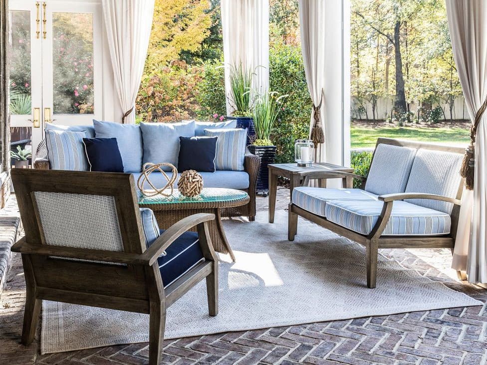 Lloyd Flanders Wildwood Teak Cushion Outdoor Lounge Set