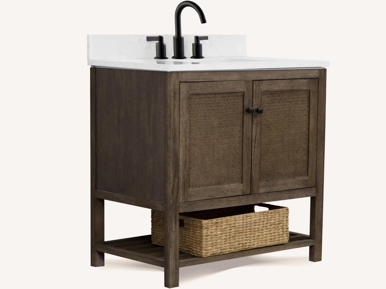 Legion Furniture Wh Series Brown Vanity With White Artificial Stone Top