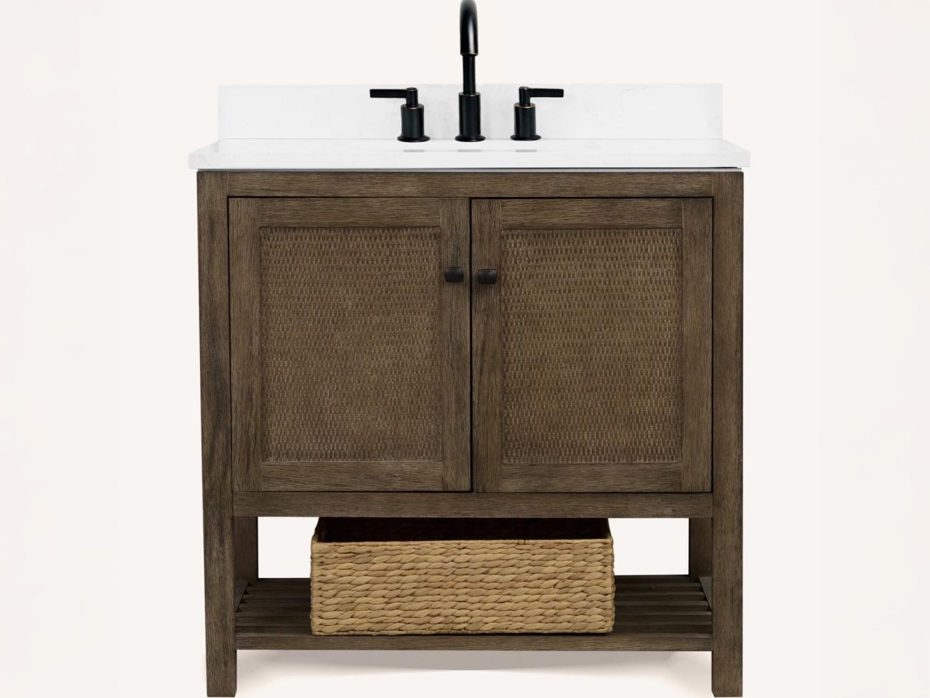Legion Furniture Wh Series Brown Vanity With White Artificial Stone Top