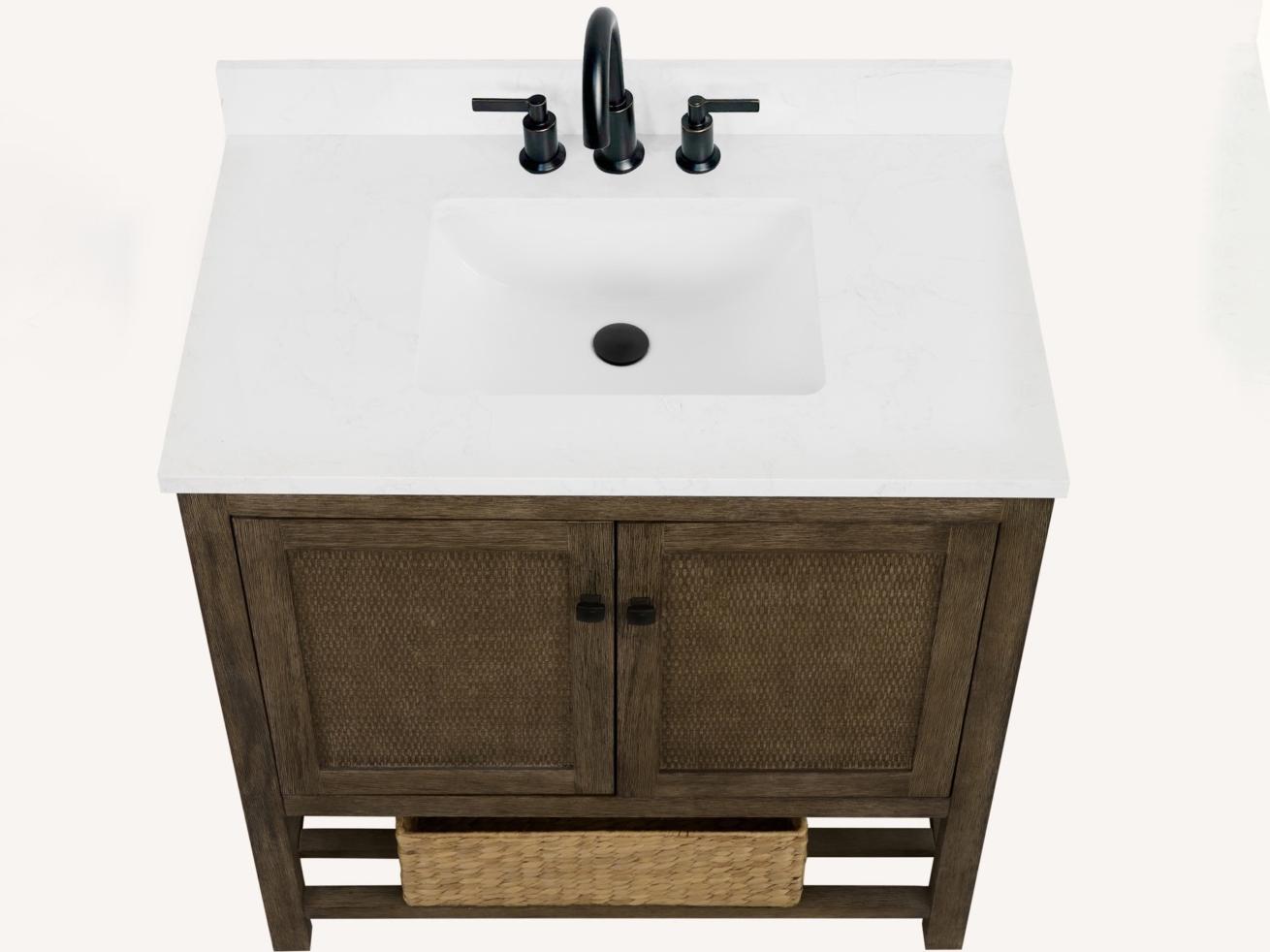 Legion Furniture Wh Series Brown Vanity With White Artificial Stone Top