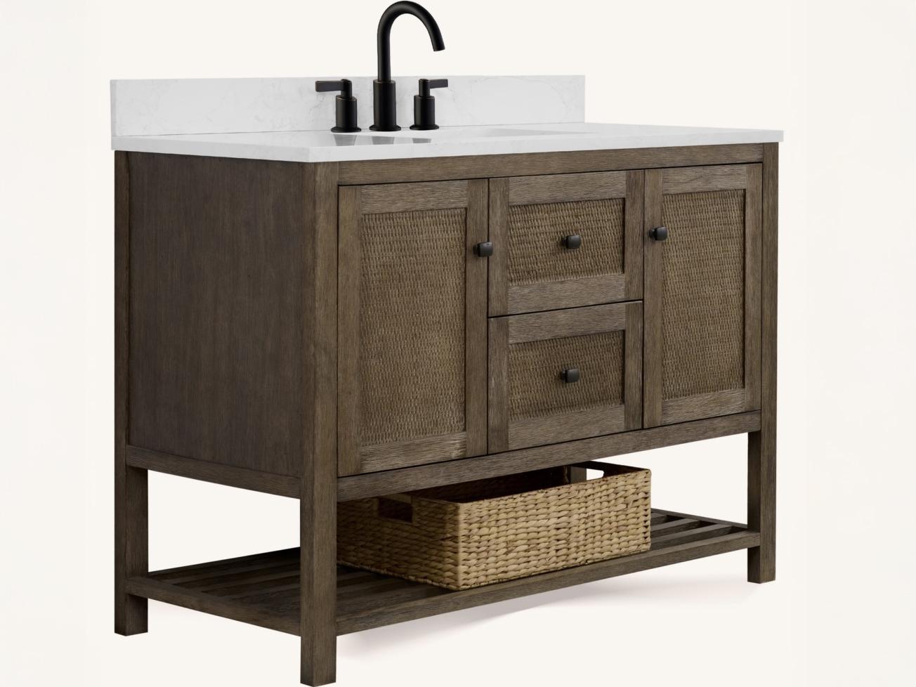 Legion Furniture Wh Series Brown Vanity With White Artificial Stone Top
