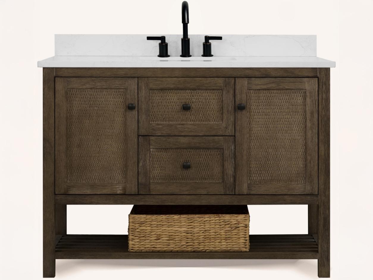 Legion Furniture Wh Series Brown Vanity With White Artificial Stone Top