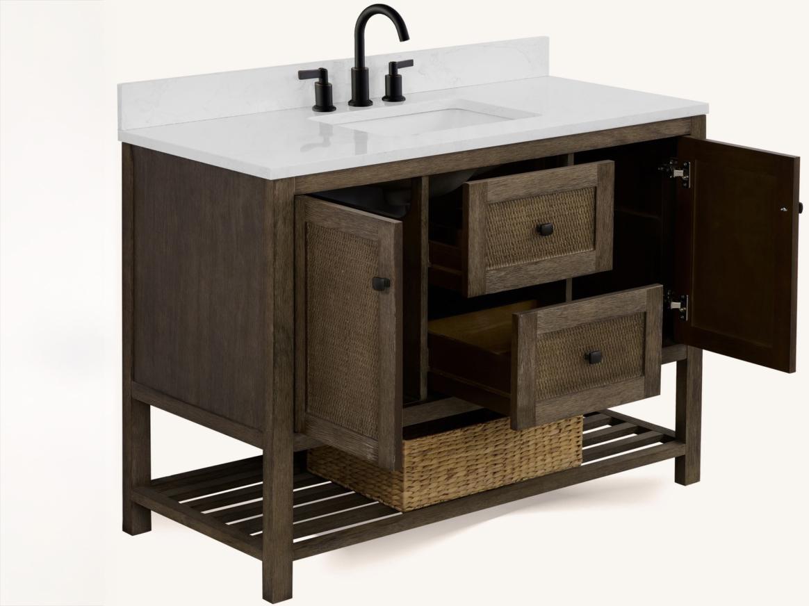 Legion Furniture Wh Series Brown Vanity With White Artificial Stone Top