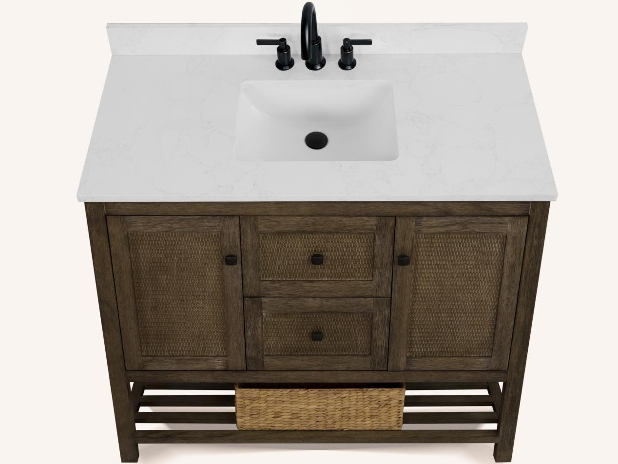 Legion Furniture Wh Series Brown Vanity With White Artificial Stone Top