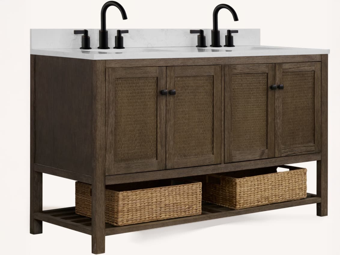 Legion Furniture Wh Series Brown Vanity With White Artificial Stone Top