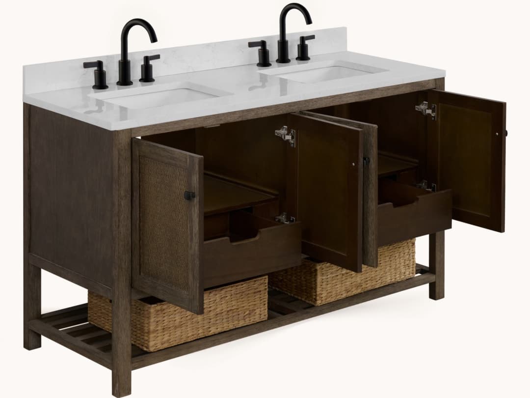 Legion Furniture Wh Series Brown Vanity With White Artificial Stone Top