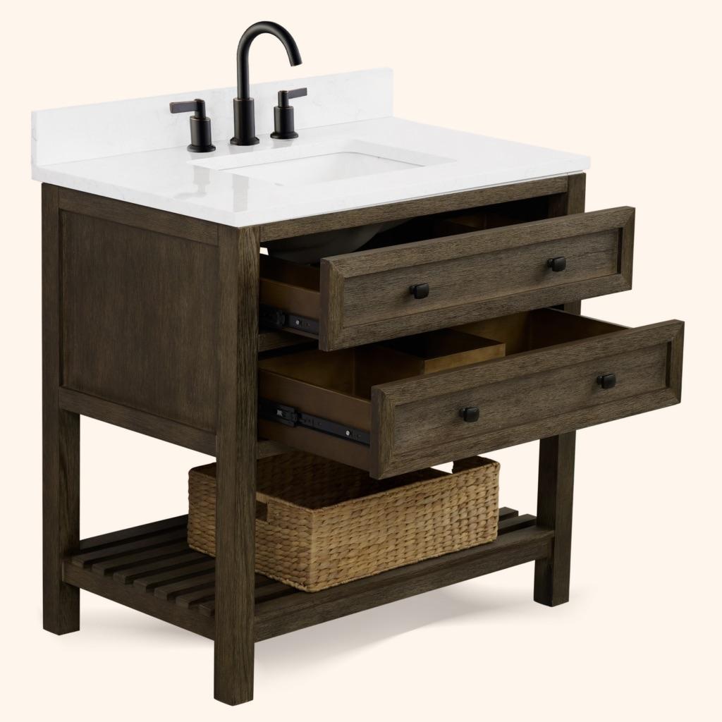 Legion Furniture Wh Series Brown Vanity With White Artificial Stone