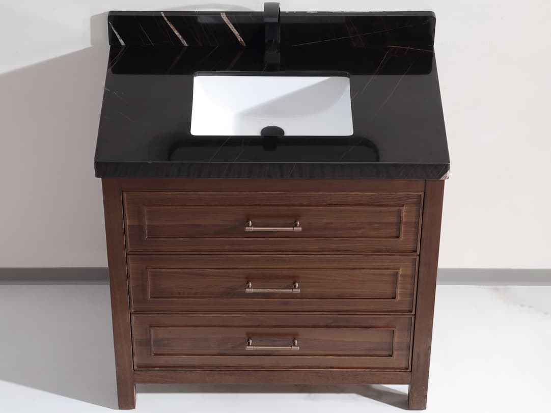 Legion Furniture Wk Series Ebony Dark Brown Vanity With Black Natural Top