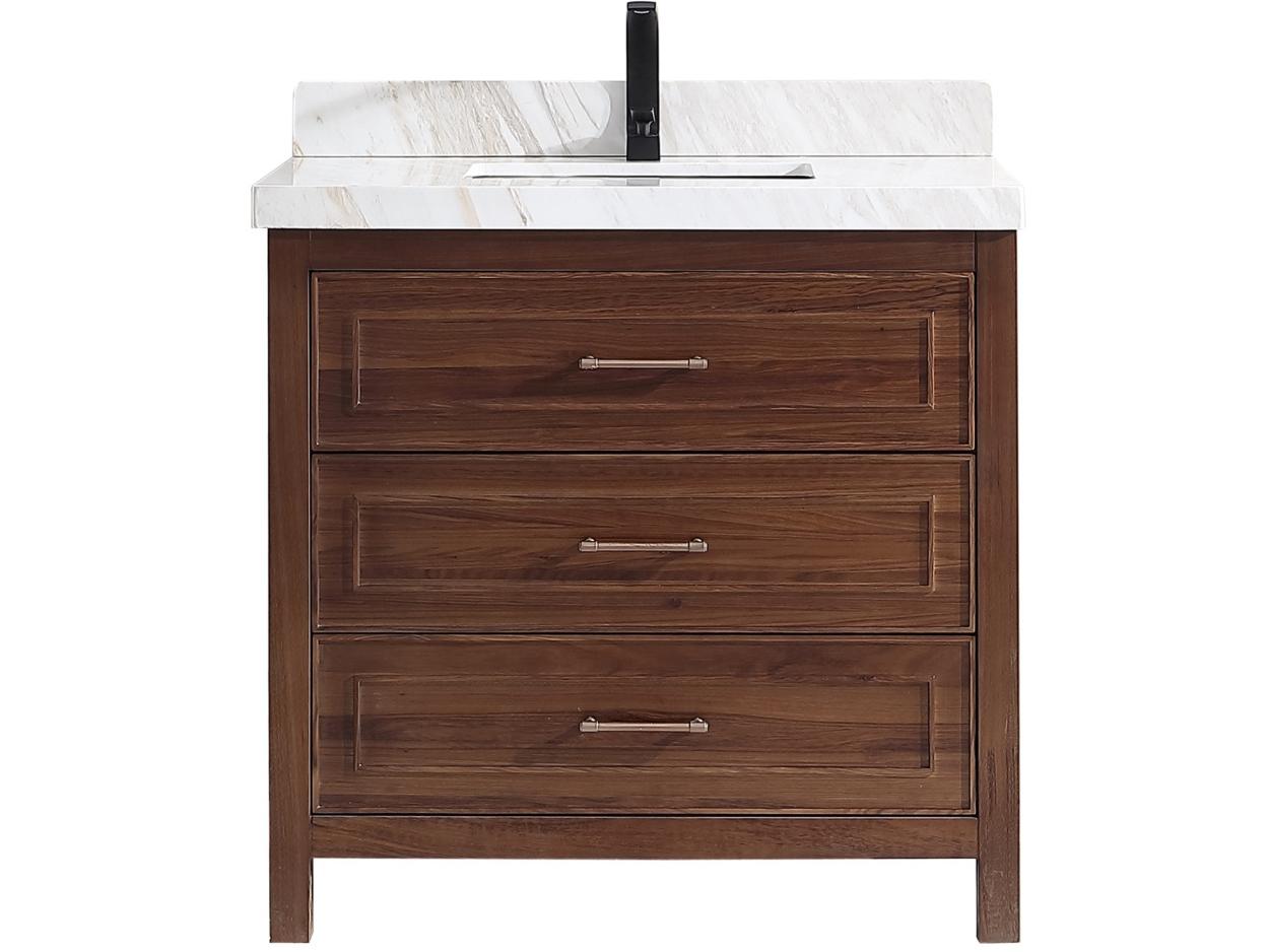 Legion Furniture Wk Series Ebony Dark Brown Vanity With White Natural Top