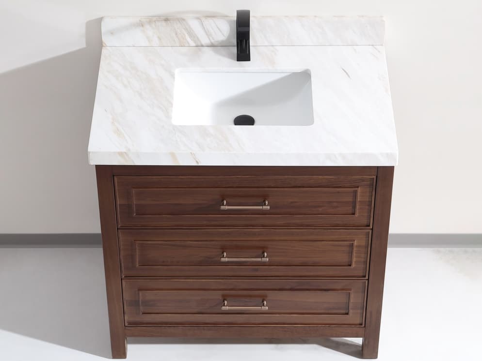 Legion Furniture Wk Series Ebony Dark Brown Vanity With White Natural Top