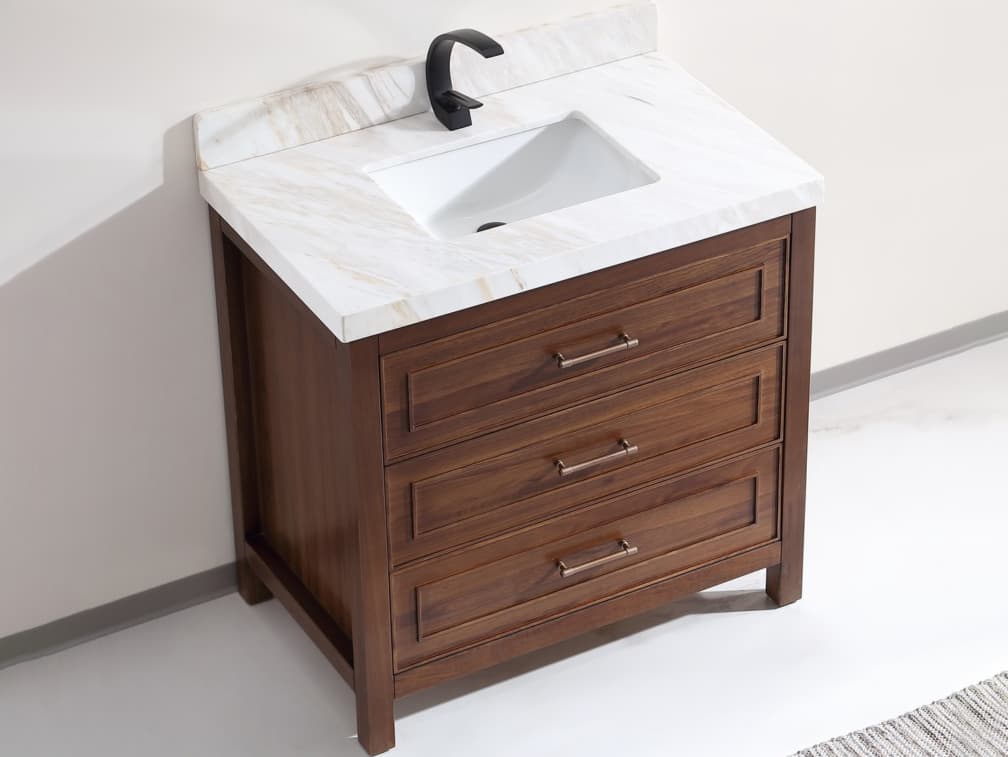 Legion Furniture Wk Series Ebony Dark Brown Vanity With White Natural Top