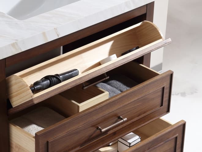 Legion Furniture Wk Series Ebony Dark Brown Vanity With White Natural Top