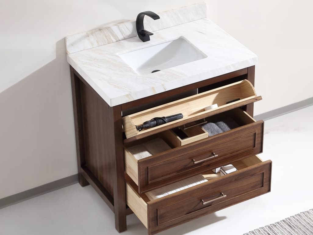 Legion Furniture Wk Series Ebony Dark Brown Vanity With White Natural Top