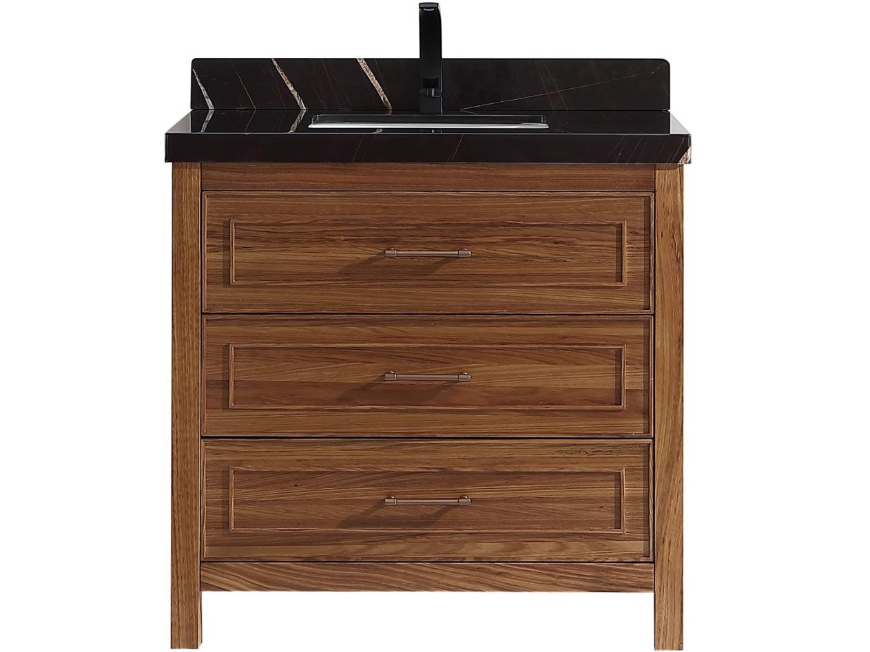 Legion Furniture Wk Series Ebony Light Brown Vanity With Black Natural Top