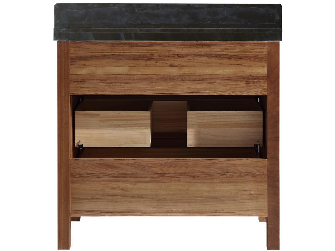 Legion Furniture Wk Series Ebony Light Brown Vanity With Black Natural Top