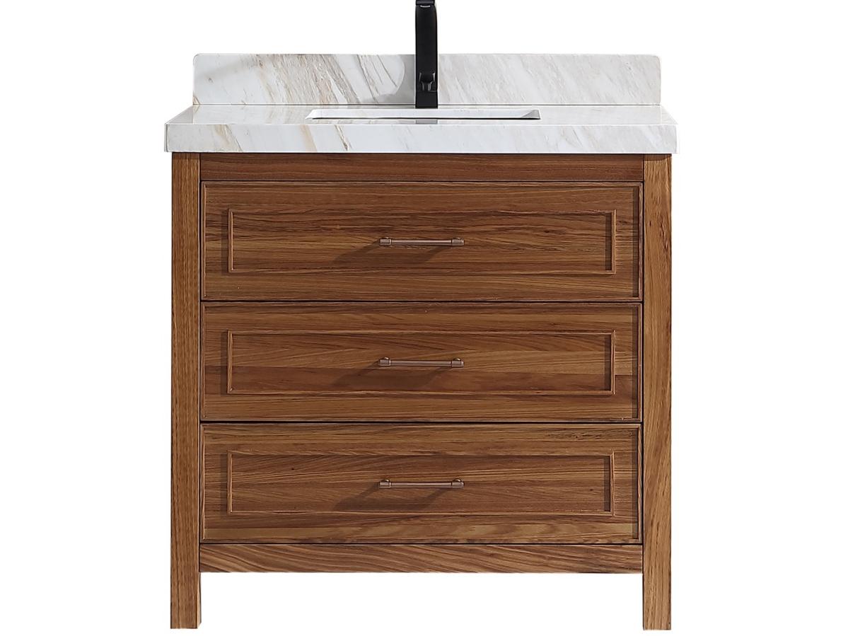 Legion Furniture Wk Series Ebony Light Brown Vanity With White Natural Top