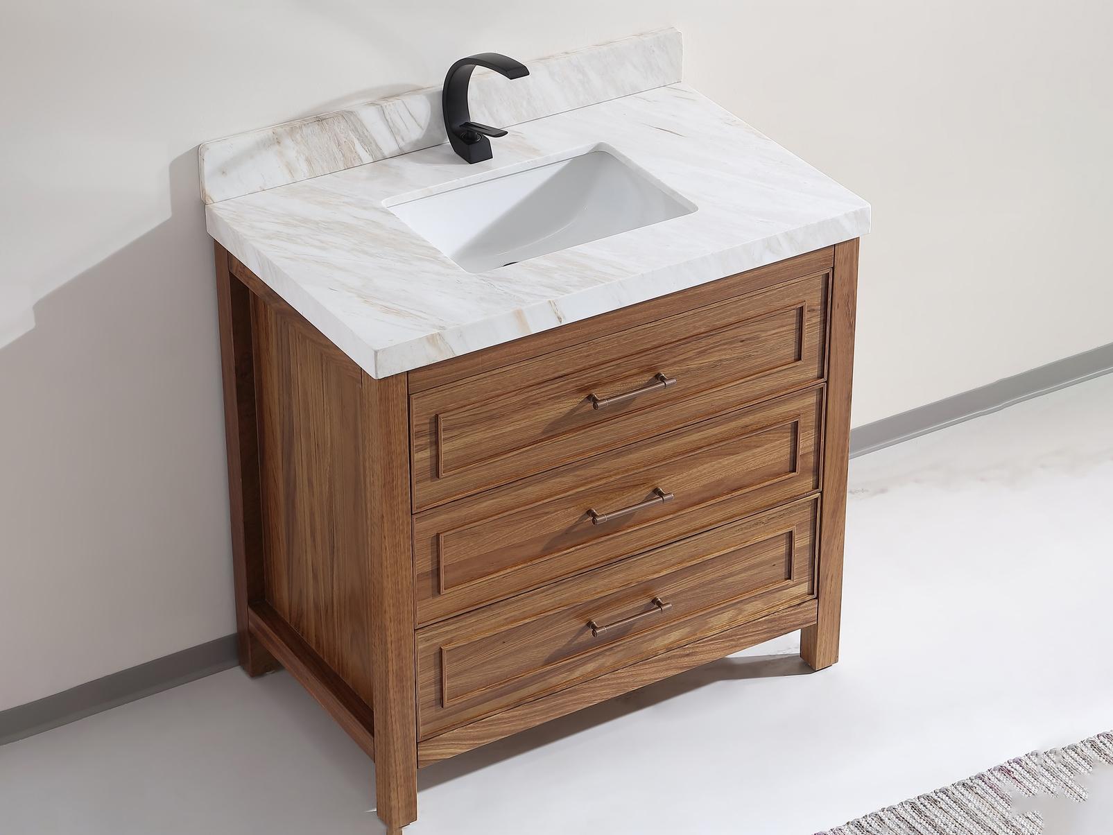 Legion Furniture Wk Series Ebony Light Brown Vanity With White Natural Top