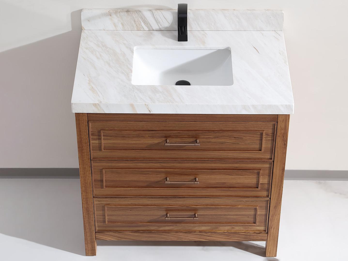 Legion Furniture Wk Series Ebony Light Brown Vanity With White Natural Top