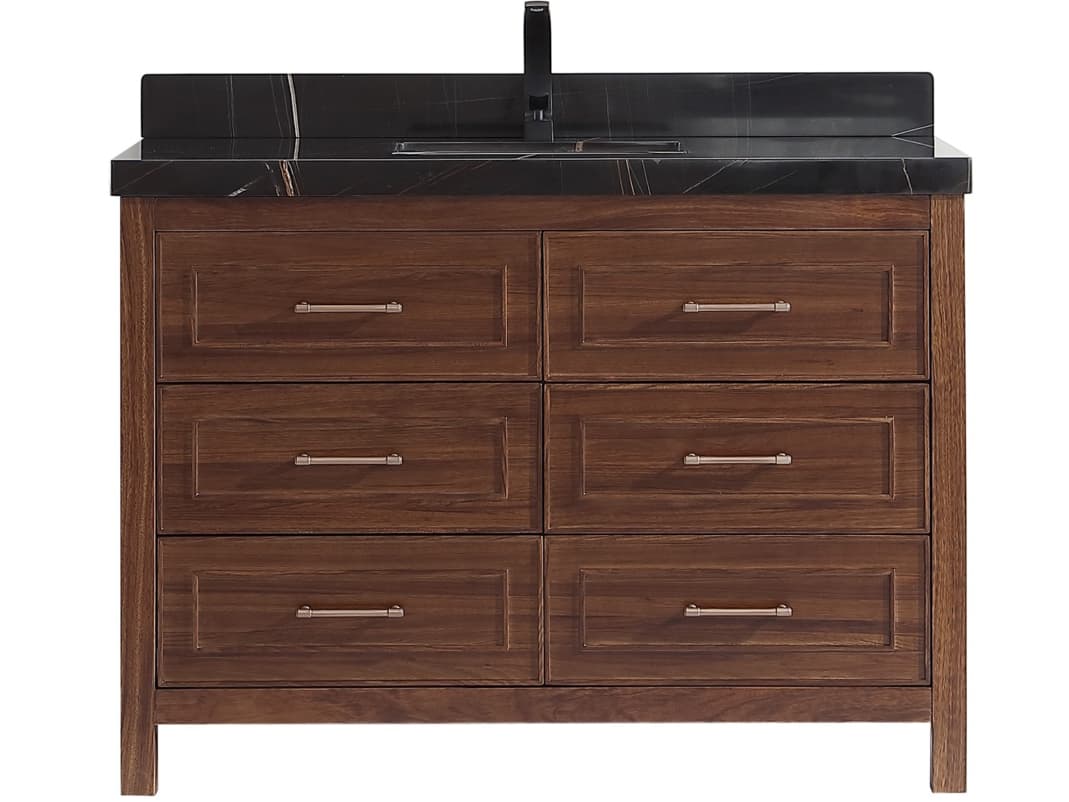 Legion Furniture Wk Series Ebony Dark Brown Vanity With Black Natural Top