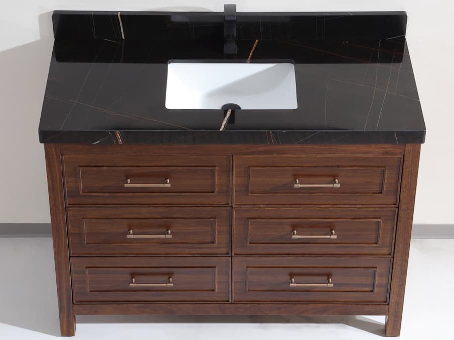 Legion Furniture Wk Series Ebony Dark Brown Vanity With Black Natural Top