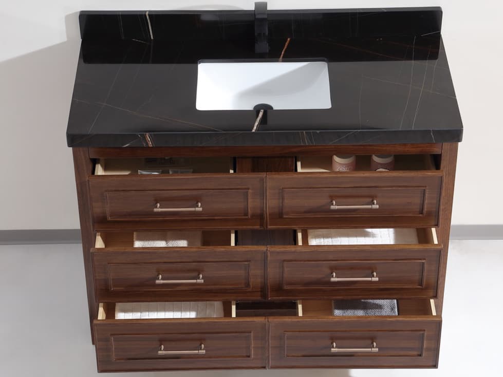Legion Furniture Wk Series Ebony Dark Brown Vanity With Black Natural Top
