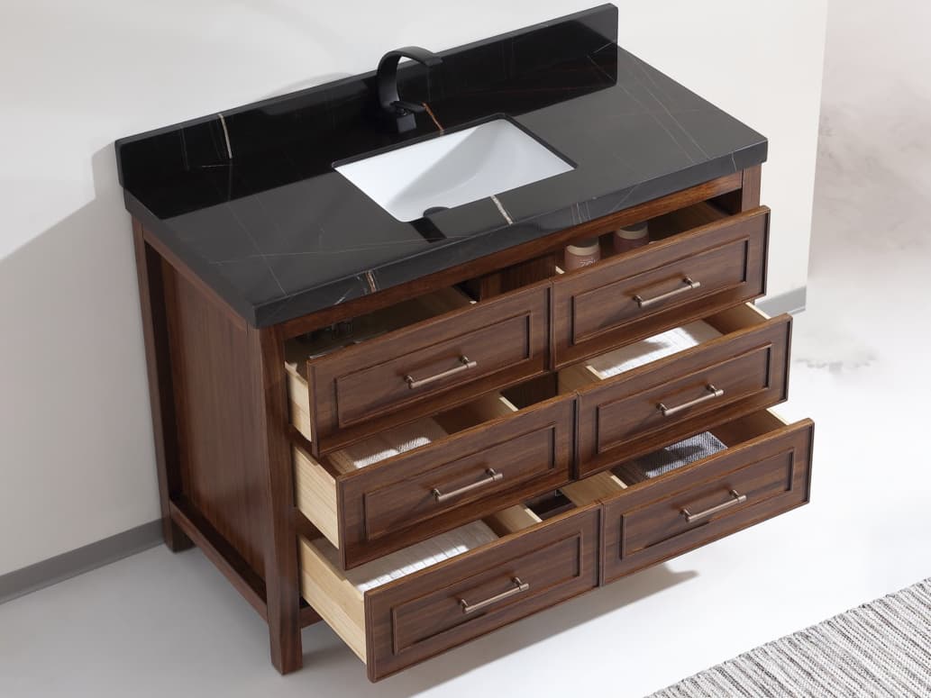 Legion Furniture Wk Series Ebony Dark Brown Vanity With Black Natural Top