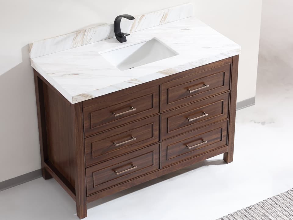 Legion Furniture Wk Series Ebony Dark Brown Vanity With White Natural Top