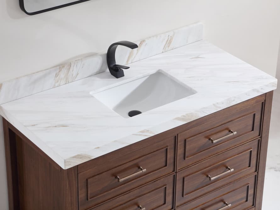 Legion Furniture Wk Series Ebony Dark Brown Vanity With White Natural Top