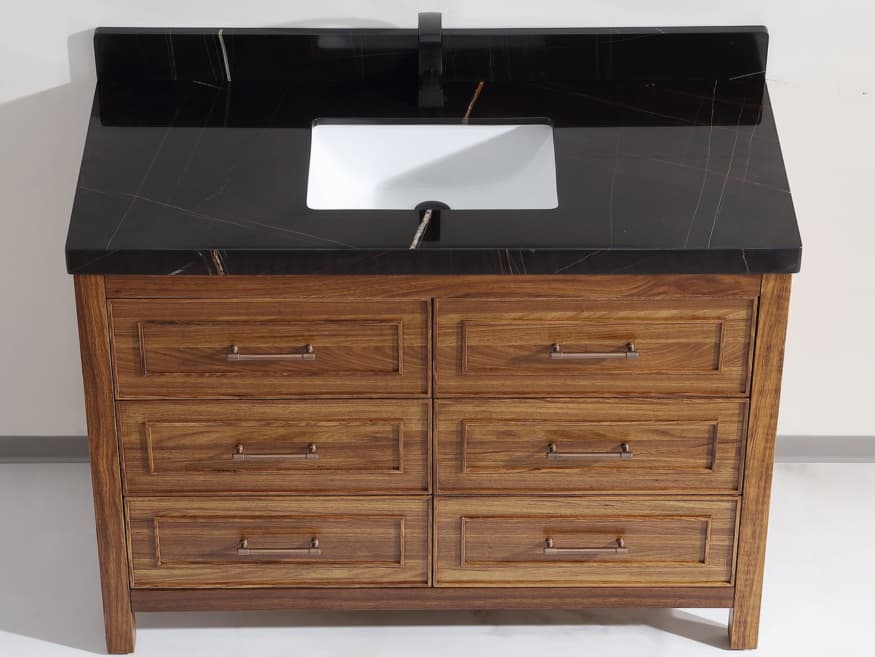 Legion Furniture Wk Series Ebony Light Brown Vanity With Black Natural Top
