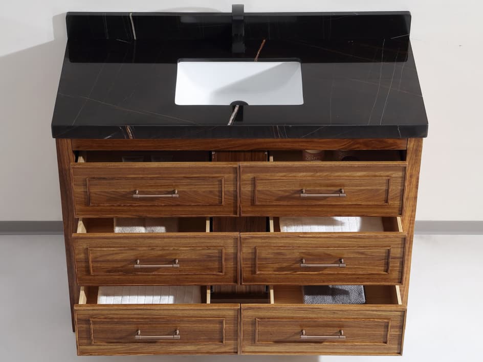 Legion Furniture Wk Series Ebony Light Brown Vanity With Black Natural Top