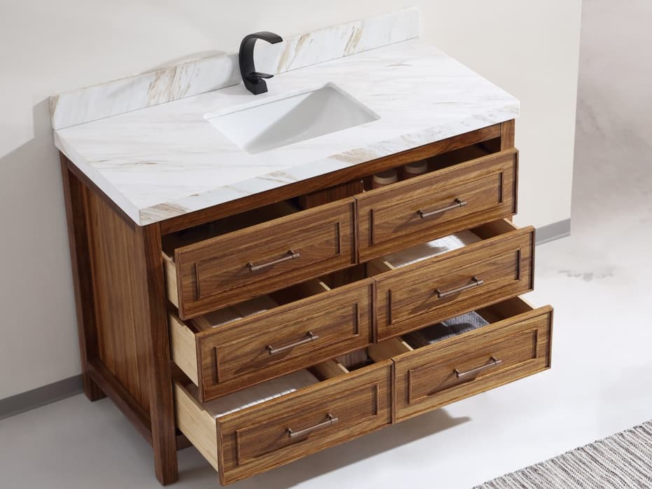 Legion Furniture Wk Series Ebony Light Brown Vanity With White Natural Top