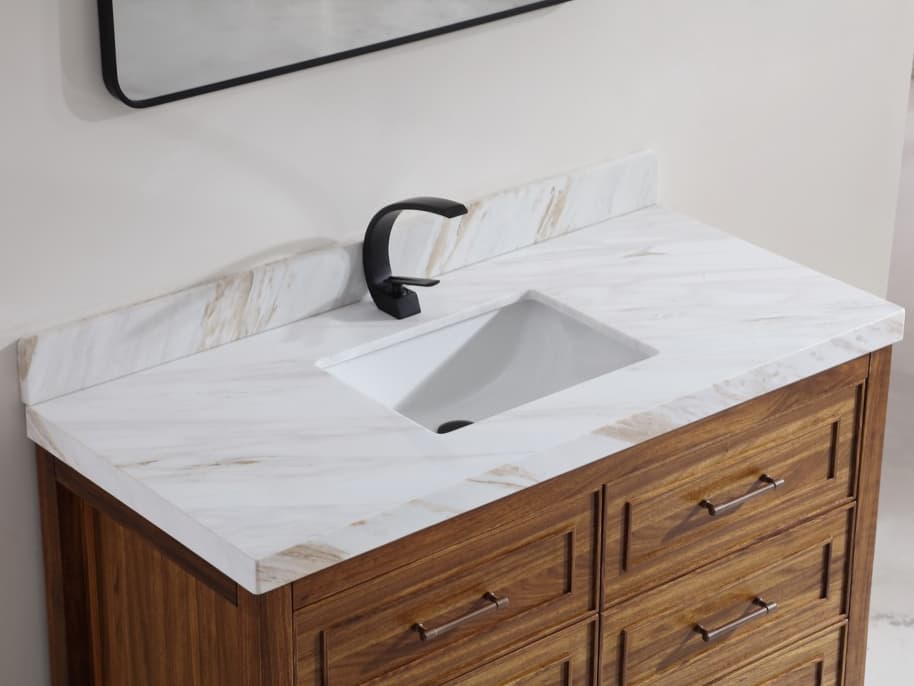 Legion Furniture Wk Series Ebony Light Brown Vanity With White Natural Top