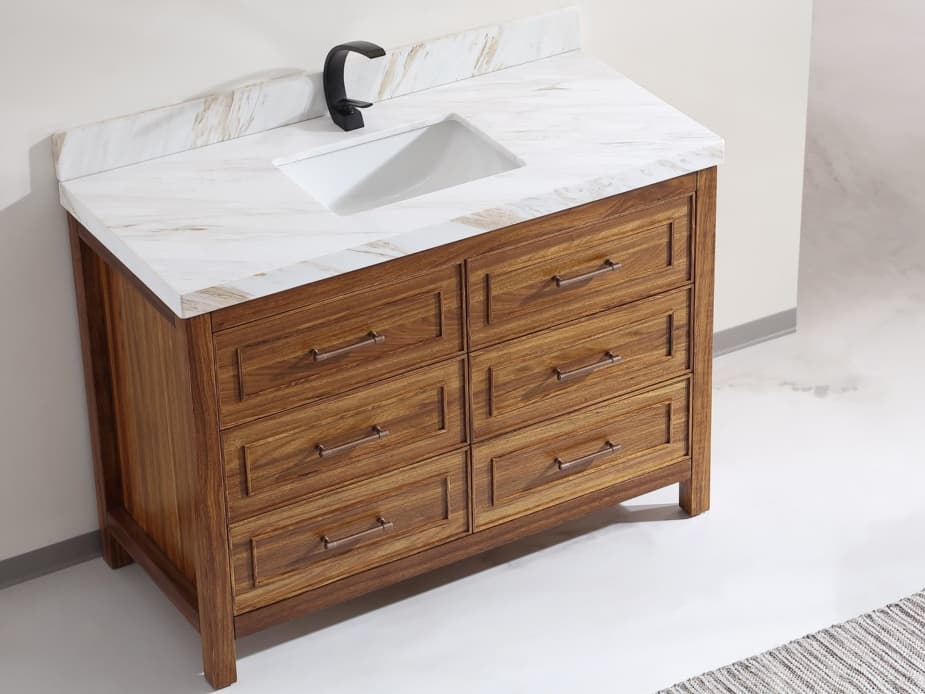 Legion Furniture Wk Series Ebony Light Brown Vanity With White Natural Top