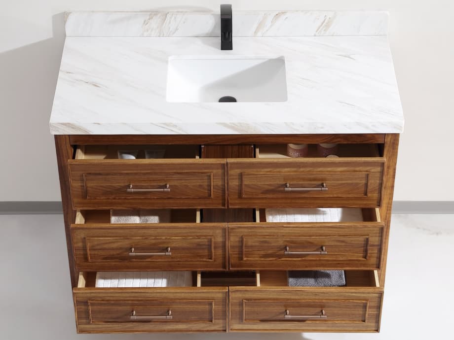 Legion Furniture Wk Series Ebony Light Brown Vanity With White Natural Top