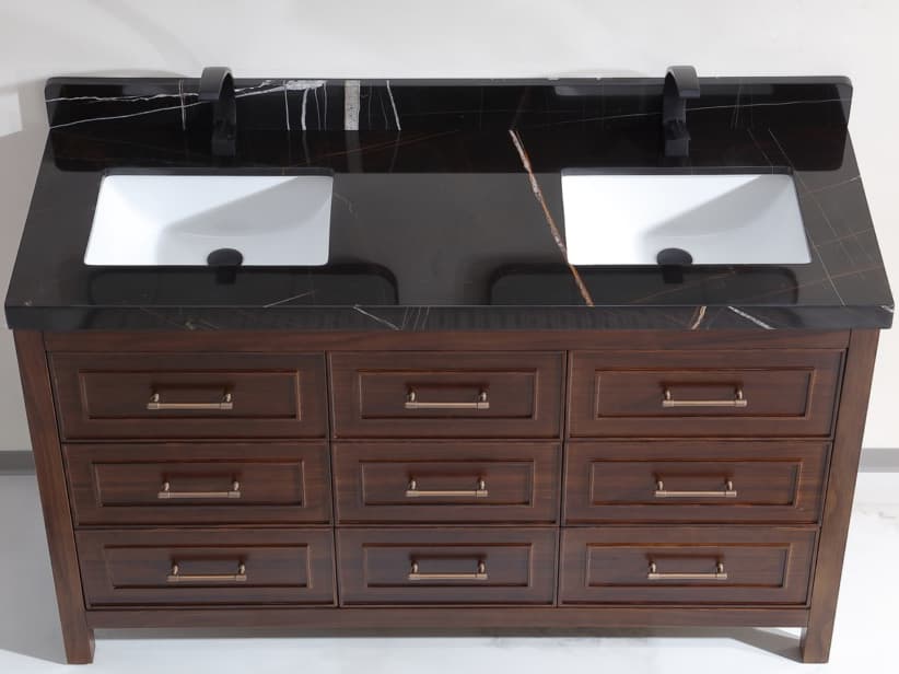 Legion Furniture Wk Series Ebony Dark Brown Vanity With Black Natural Top
