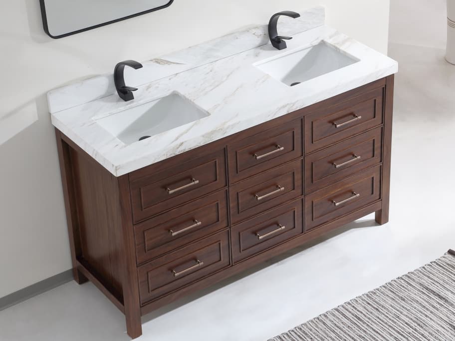 Legion Furniture Wk Series Ebony Dark Brown Vanity With White Natural Top