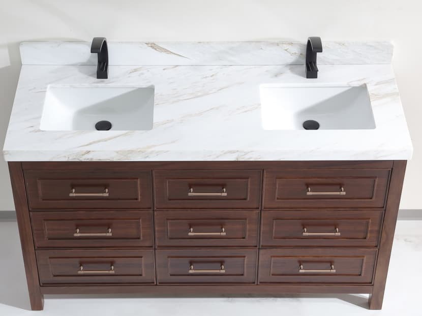 Legion Furniture Wk Series Ebony Dark Brown Vanity With White Natural Top