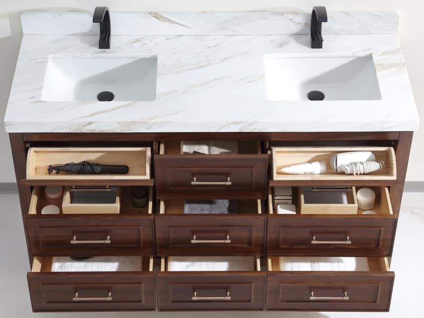 Legion Furniture Wk Series Ebony Dark Brown Vanity With White Natural Top