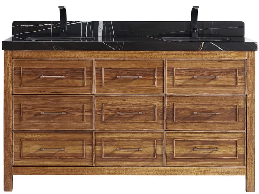 Legion Furniture Wk Series Ebony Light Brown Vanity With Black Natural Top