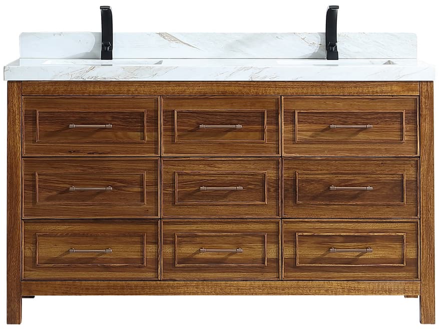 Legion Furniture Wk Series Ebony Light Brown Vanity With White Natural Top