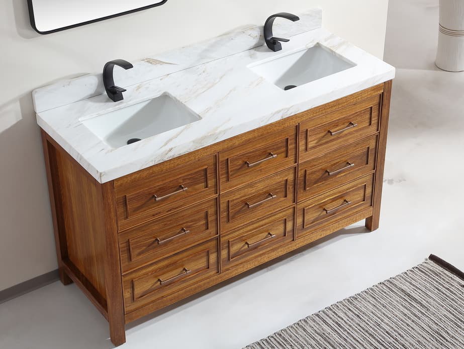 Legion Furniture Wk Series Ebony Light Brown Vanity With White Natural Top