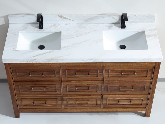 Legion Furniture Wk Series Ebony Light Brown Vanity With White Natural Top