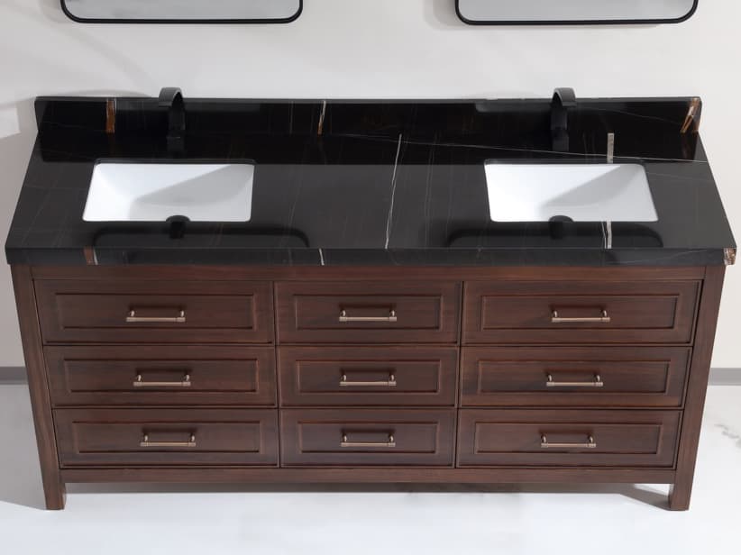 Legion Furniture Wk Series Ebony Dark Brown Vanity With Black Natural Top