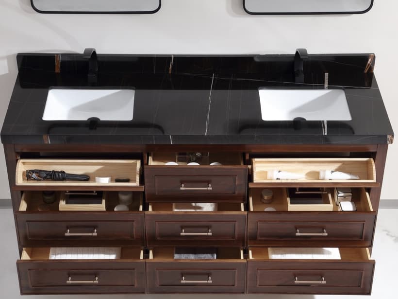 Legion Furniture Wk Series Ebony Dark Brown Vanity With Black Natural Top