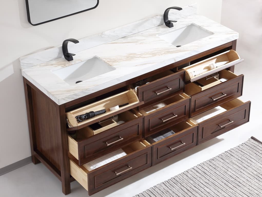 Legion Furniture Wk Series Ebony Dark Brown Vanity With White Natural Top