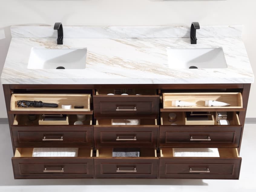 Legion Furniture Wk Series Ebony Dark Brown Vanity With White Natural Top