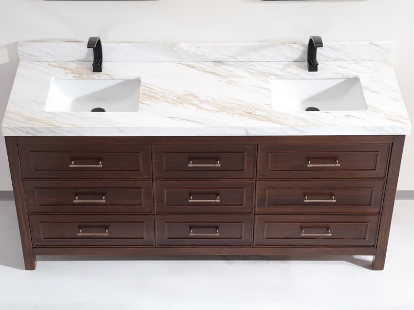 Legion Furniture Wk Series Ebony Dark Brown Vanity With White Natural Top