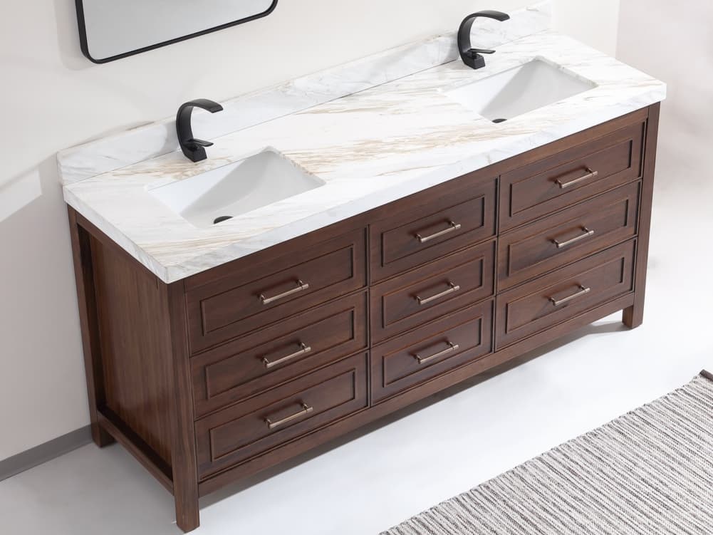 Legion Furniture Wk Series Ebony Dark Brown Vanity With White Natural Top