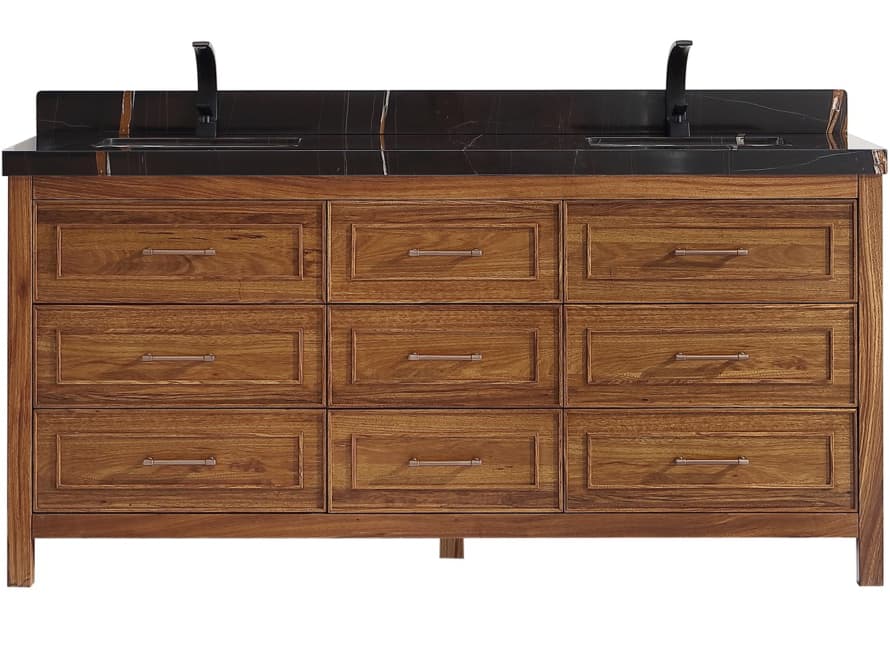 Legion Furniture Wk Series Ebony Light Brown Vanity With Black Natural Top