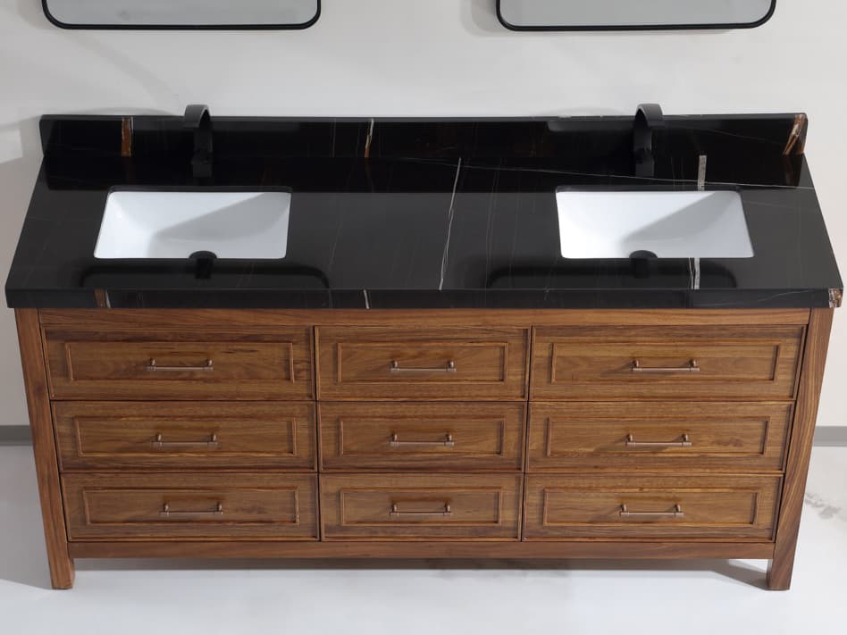 Legion Furniture Wk Series Ebony Light Brown Vanity With Black Natural Top